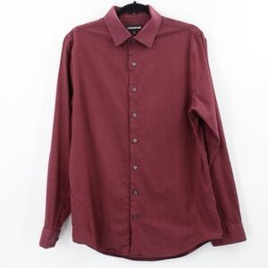 Express 1MX- office wear Men's Burgundy button up Shirt- Large 100% cotton